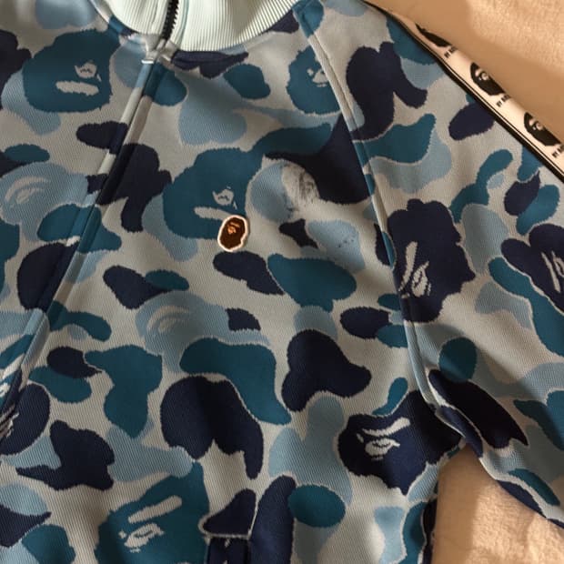 베이프 ABC 카모 자카드 트랙 자켓 블루