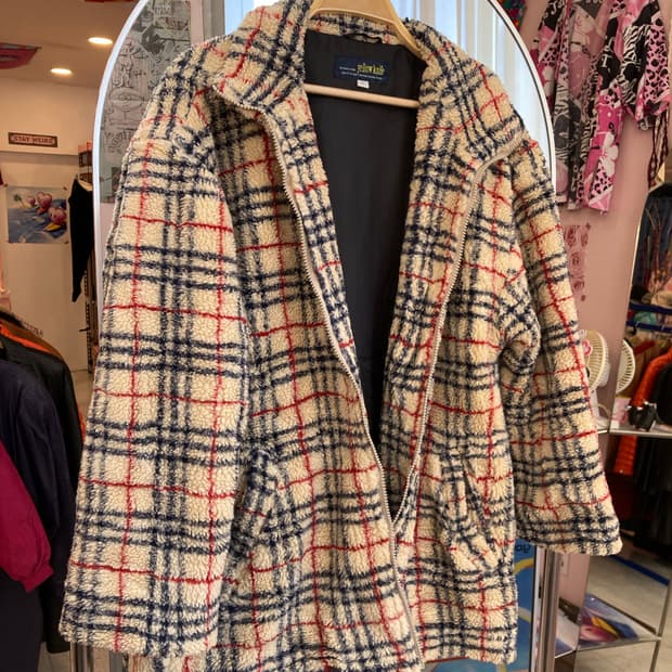 빈티지 체크 뽀글이 후리스