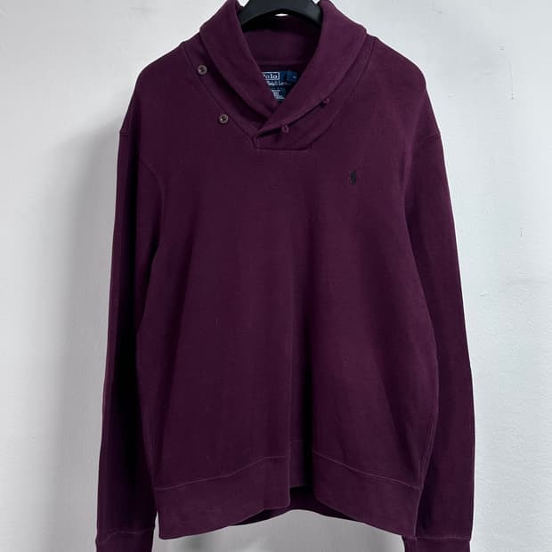 폴로 랄프로렌 버건디 숄카라 맨투맨 (on.399)