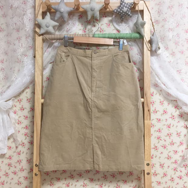 빈티지 모리걸 베이지 골덴 스커트
