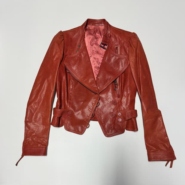 여성 오즈세컨 빈티지 리얼 양가죽 크롭 자켓 44