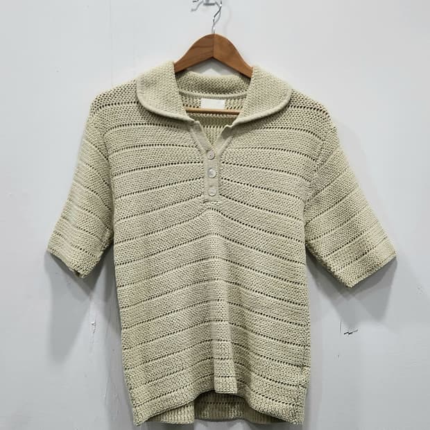 [F] 더샌드 the sand 반팔 카라 니트 연그린