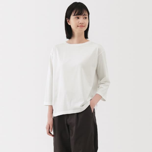 무인양품 보트넥 7부티셔츠 XL 화이트