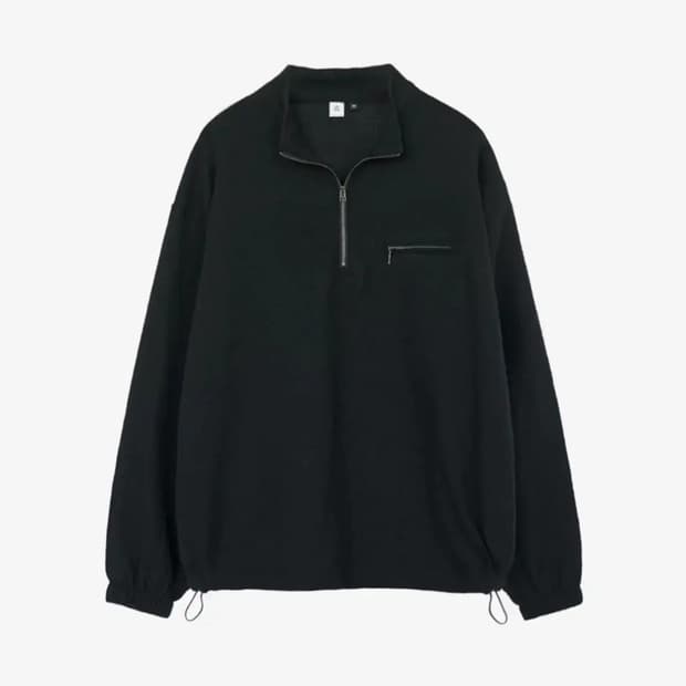 3) 폴리테루 보일드 울 하프 집업