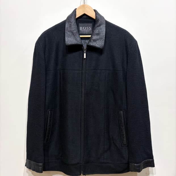 휴고 보스 울 레더 트리밍 자켓