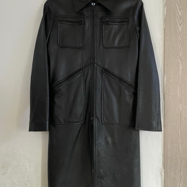 00s DKNY 양가죽 집업 코트