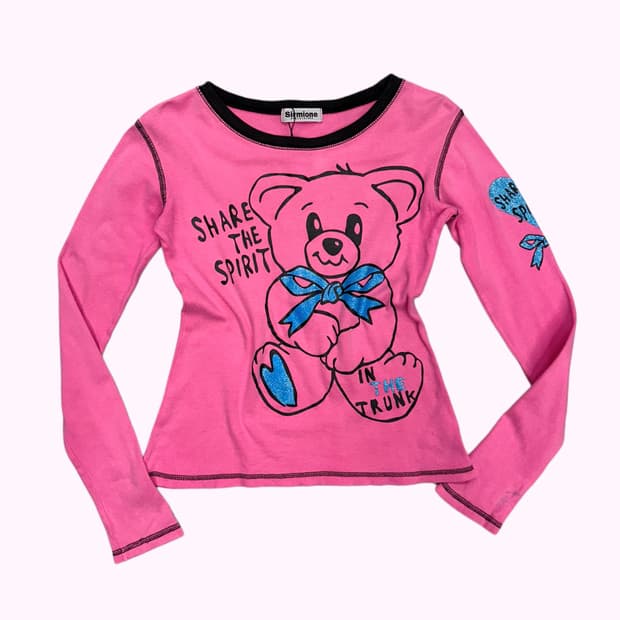 kitsch bear pink t-shirt
