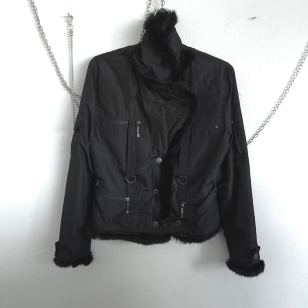 디올 asymmetric 하이넥 드레이프 나일론 자켓