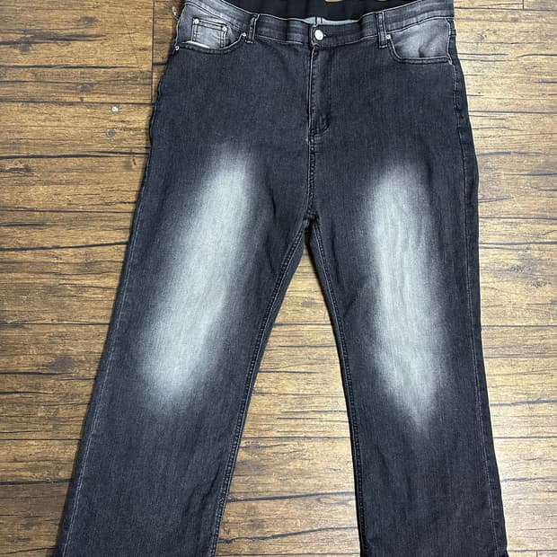 블랙 워싱 데님 팬츠 36