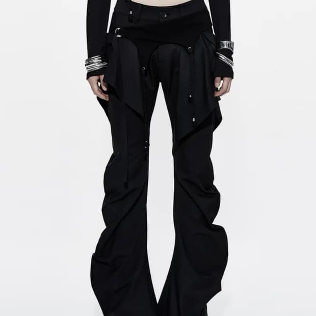 [택O새상품]카시코 레이어드 스트랩 팬츠 블랙S