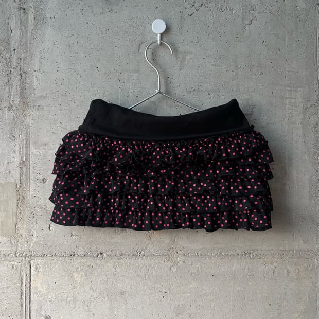 japanese poka dot row-rise mini skirt