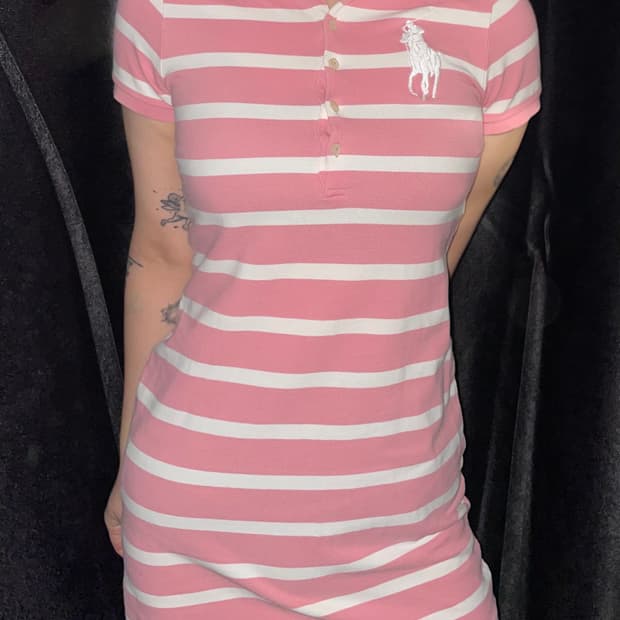 폴로 랄프로렌 스트라이프 핑크 원피스