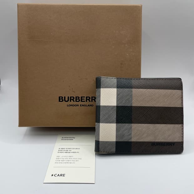 버버리 체크 캔버스 반지갑