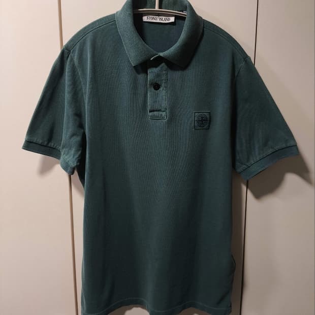 S 스톤아일랜드 워싱 카라넥 반팔티셔츠