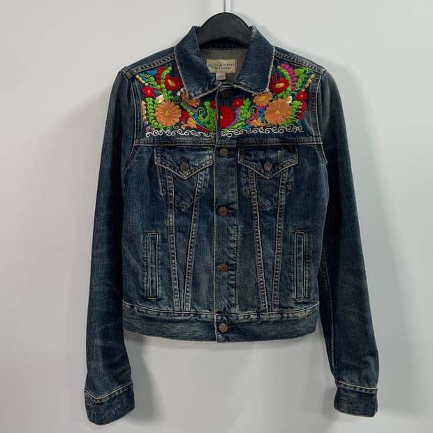 데님앤서플라이 우먼스 플라워 자수 청자켓 (on.699)