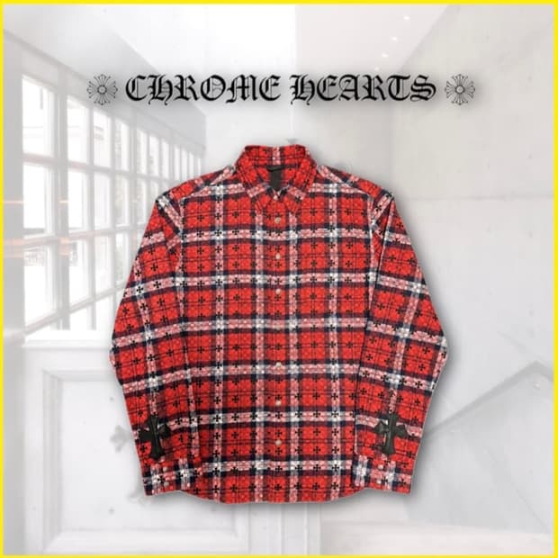 크롬하츠 플란넬 체크 셔츠 레드