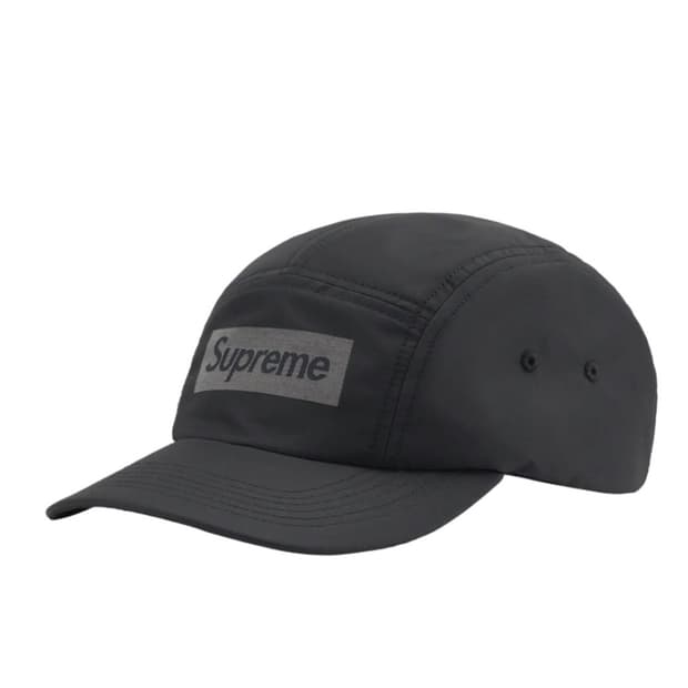 슈프림 리플렉티브 자카드 로고 캠프캡 블랙 - 22FW