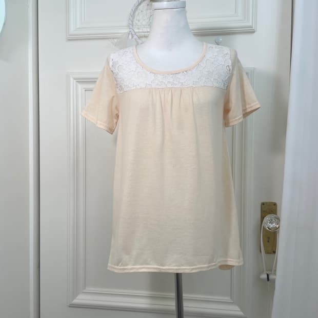 butter yellow lace shirring half top