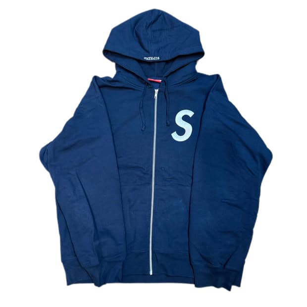 슈프림  S로고 네이비 후드 짚업