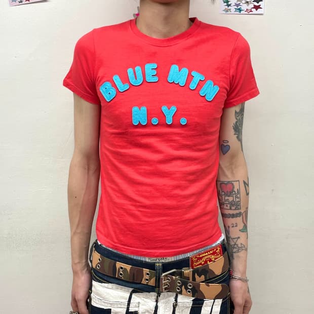 BLUE MTN Blue Lettering Red T-shirt