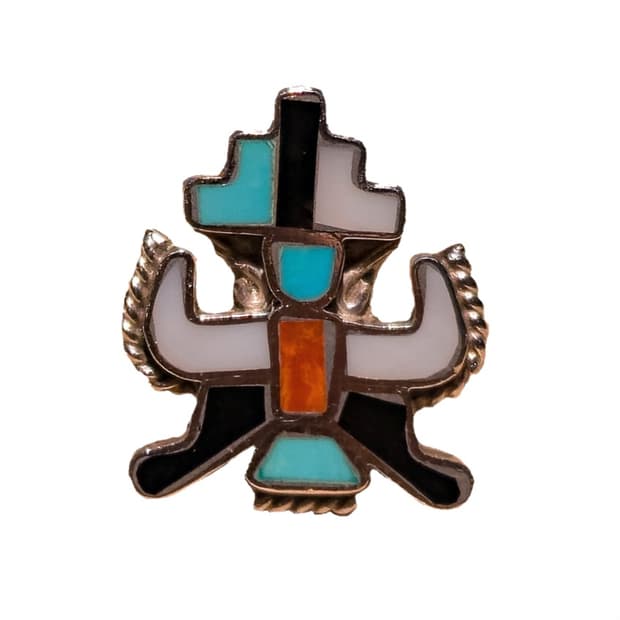 Zuni Multi Stone Kachina Silver Ring