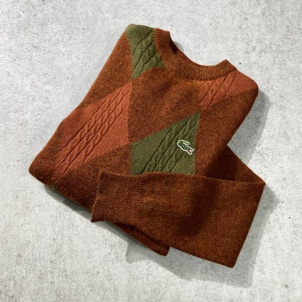 [95] 90s Lacoste 라코스테 빈티지 브라운 울 니트