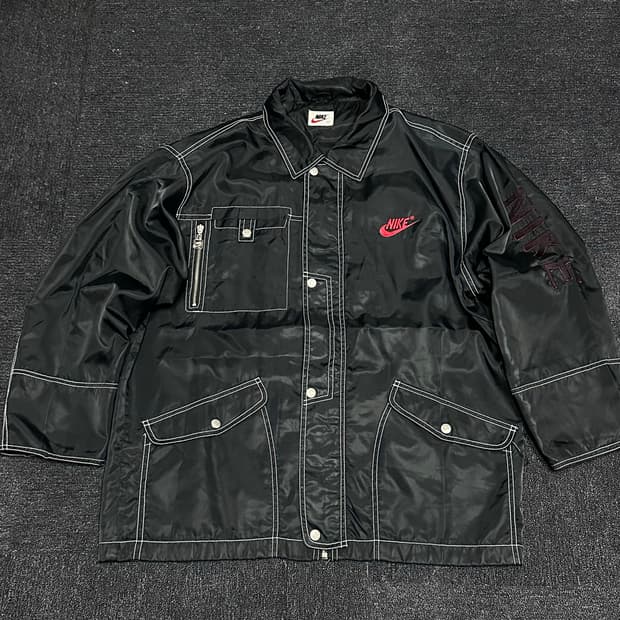 90s nike og 빅로고 스우시 스티치 나일론자켓 