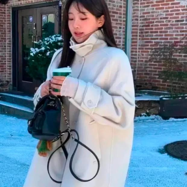 온드민 핸드메이드 하프코트 아이보리