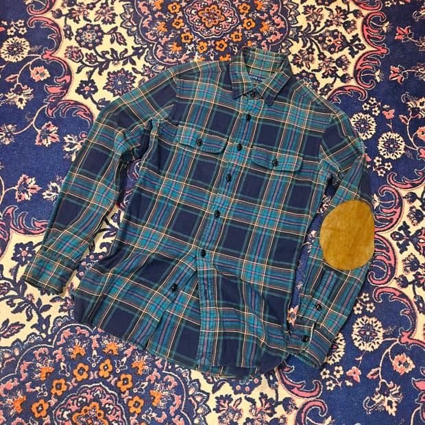 랄프로렌 타탄체크 스웨이드 팔패치 체크 셔츠 0size