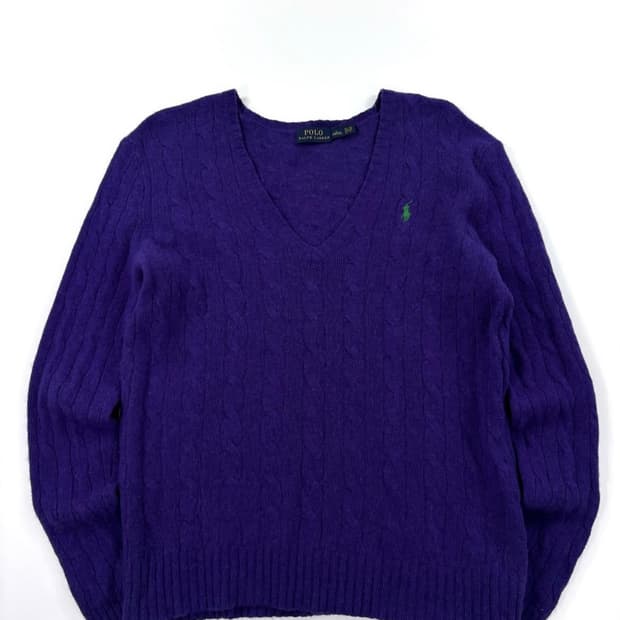 폴로 랄프로렌 울 캐시미어 여성 꽈배기 니트  