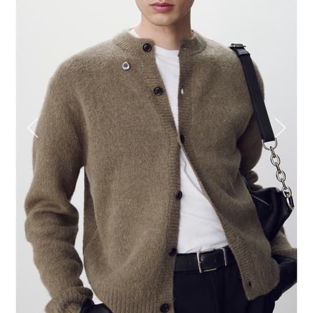 토니웩 모헤어 알파카 가디건  헷지 그린