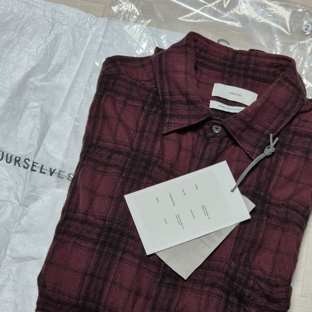 OURSELVES 체크 셔츠 빈티지 와인 (2)