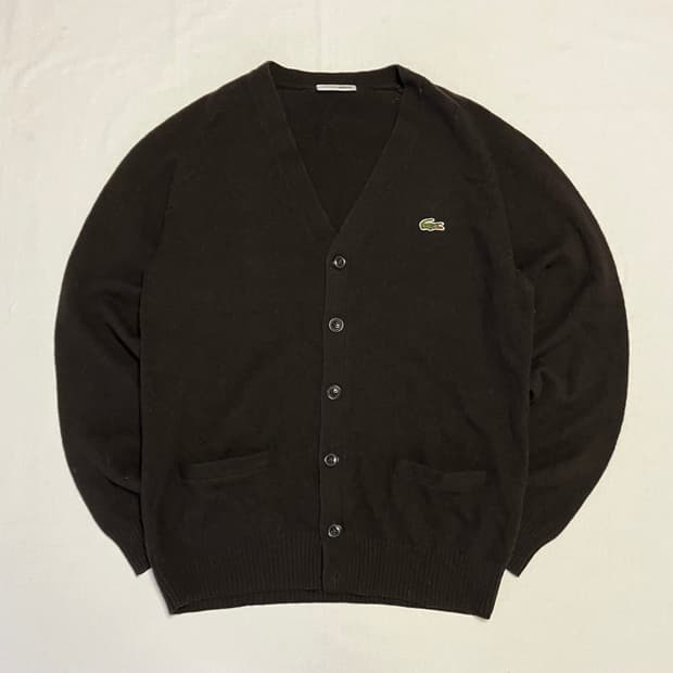 80s 빈티지 CHEMISE 라코스테 울 가디건 딥 브라운