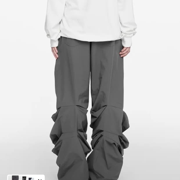 NACHE PINTUCK NYLON PANTS CHARCOAL