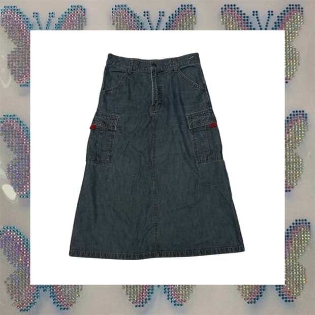 잠뱅이 데님 미디 스커트