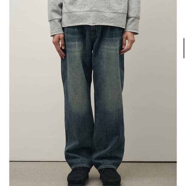 러프사이드 드레이프 데님 미디엄블루 2사이즈