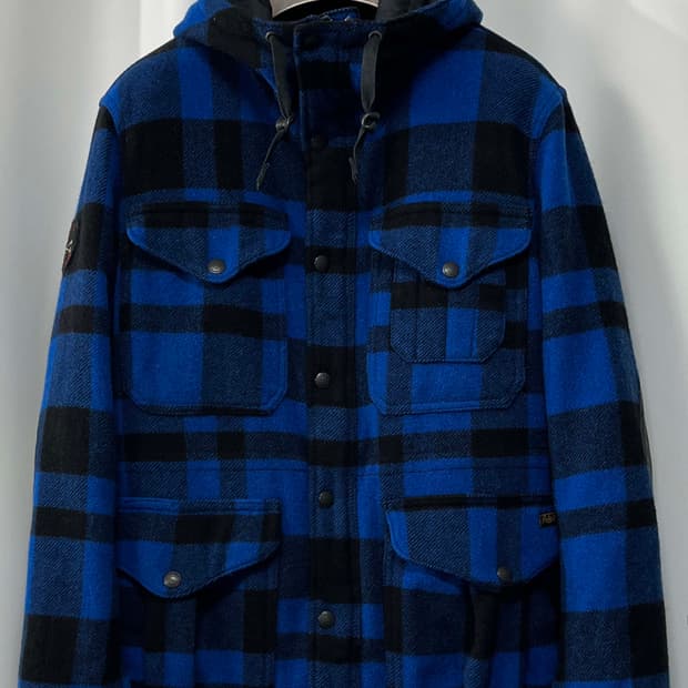 폴로 랄프로렌 블루 버팔로 매키노 카우하이드 엘보 울 헌팅자켓