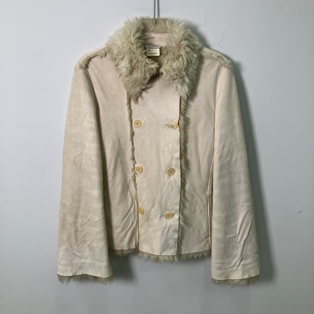 막스마라 막스앤코 아이보리 퍼 트리밍 스웨이드 무스탕 자켓 42