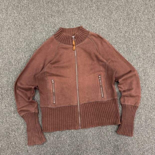 L)Japanese vintage 브라운 여성 니트 집업