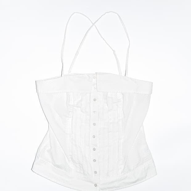 Cotton Button-Front Bustier Top