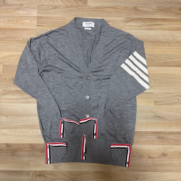 톰브라운 메리노울 가디건 그레이 5size