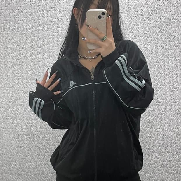 아디다스 올드스쿨 빈티지 하프삼선 져지 집업 L C07603