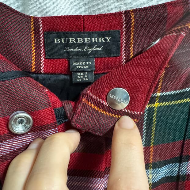 버버리 레드 체크 스커트 팬츠 UK6(s)