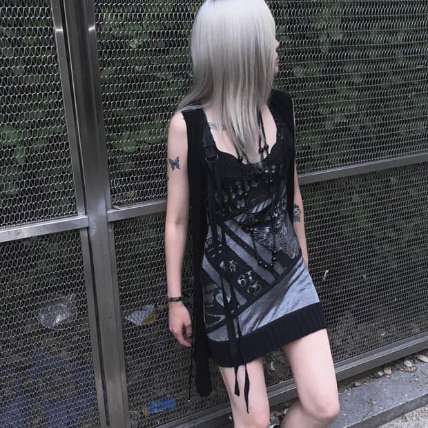 eyelet string one-piece