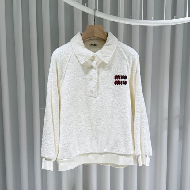 (A+/XS) / 미우미우 코튼 폴로 니트 화이트