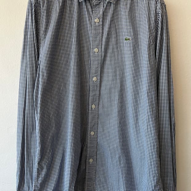 라코스테 남성 네이비체크 코튼긴팔셔츠
