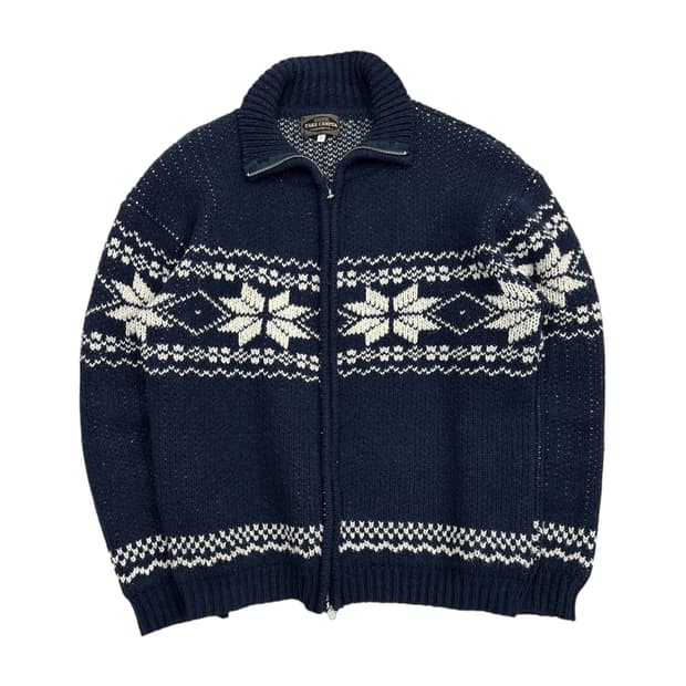 페이크 캠퍼 노르딕 니트 집업