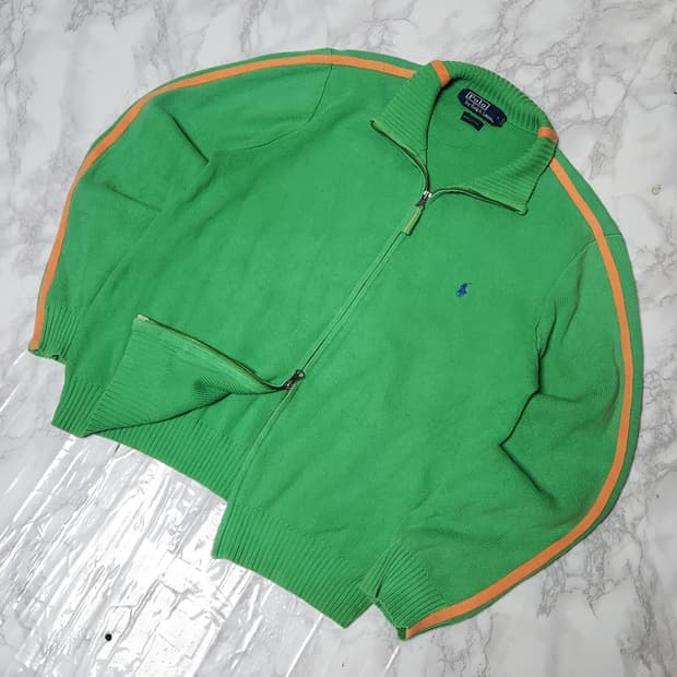 폴로 랄프로렌 투웨이 사이드라인 니트 집업 자켓
