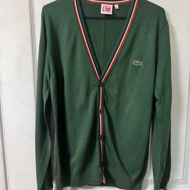 라코스테라이브 남여공용95 그린 면 가디건