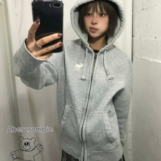 🐩아베크롬비 그레이 후드집업 코디🐩